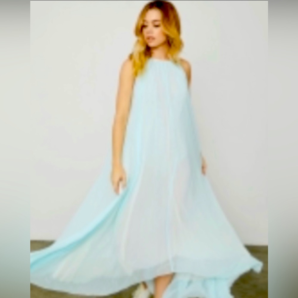 Free People HAH Split at the Seam baby blue chiffon dress XS/S NWT